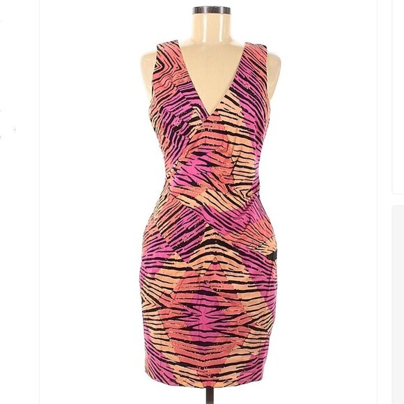 TRACY Reese Sleeveless Pink & Orange Party Dress Size 8 - Picture 1 of 3